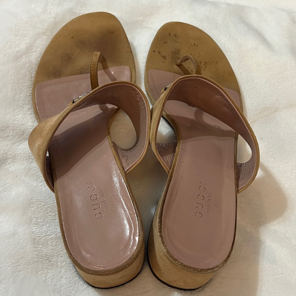 Gucci Brown Leather Sandals with Silver Accents size 39 - Picture 4 of 8